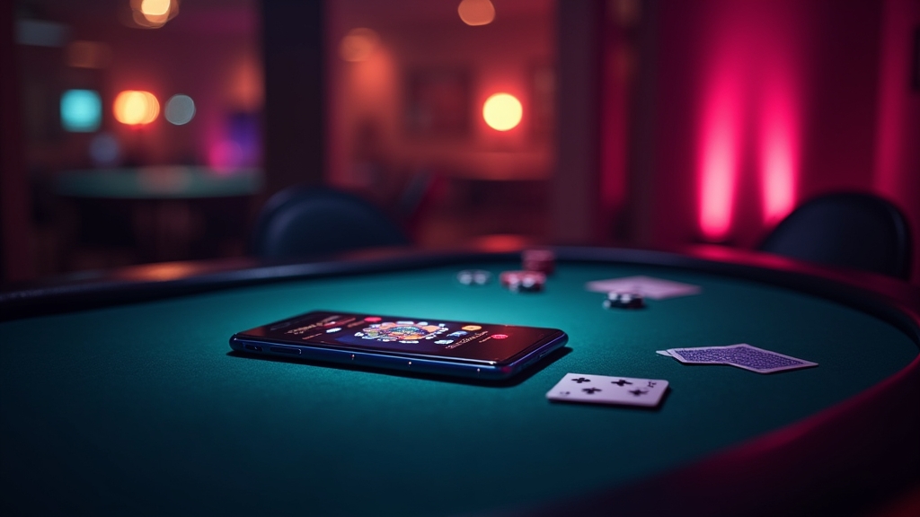 Smartphone met de Eskimo App in een donkere casino-omgeving