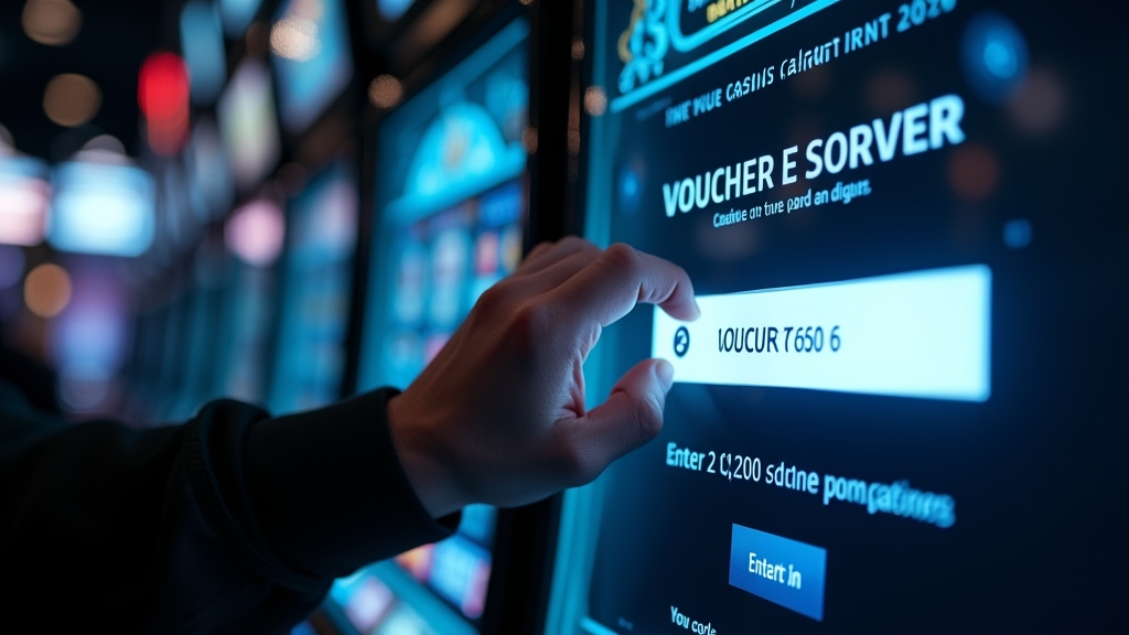 Speler voert voucher code in op een donkere casino-registratiepagina